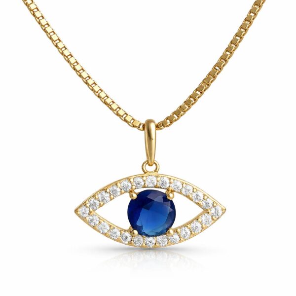 Anheng gult gull "evil eye" blank+blå cz 19mm