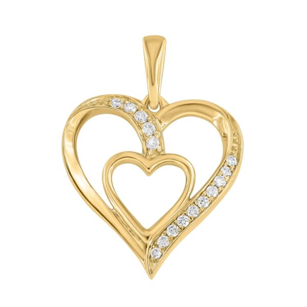 Anheng gult gull dobbelt hjerte 0,10ct TWSI