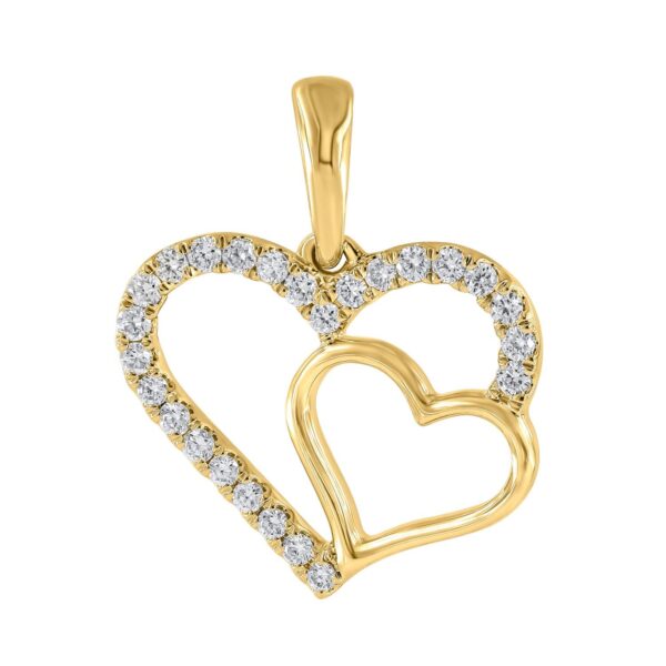 Anheng gult gull dobbelt hjerte 0,19ct TWSI