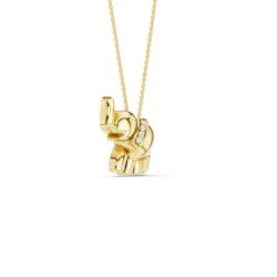 Anheng gult gull elefant m/kjede 0,03ct TWSI - Bilde 2
