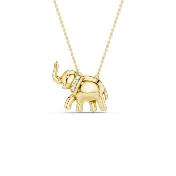 Anheng gult gull elefant m/kjede 0,03ct TWSI