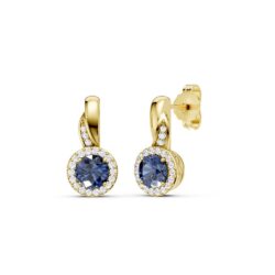 Ørepynt gult gull rosett safir 2x0,06ct twsi