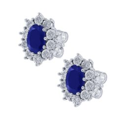 Ørepynt rosett hvitt gull safir + 0,12ct TWSI