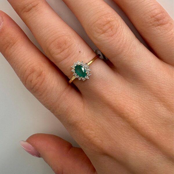 Ring gull rosett 0,45ct twsi+smaragd