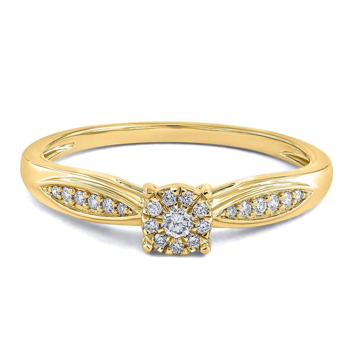 Ring gult gull rosett + dia sidene 0,15ct TWSI - Bilde 2