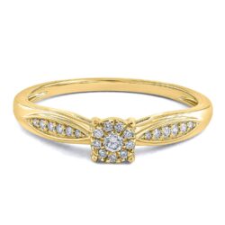 Ring gult gull rosett + dia sidene 0,15ct TWSI - Bilde 2