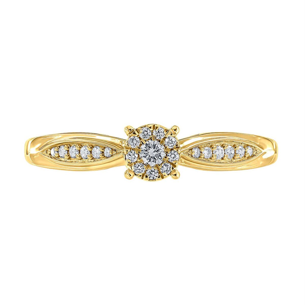 Ring gult gull rosett + dia sidene 0,15ct TWSI - Bilde 3