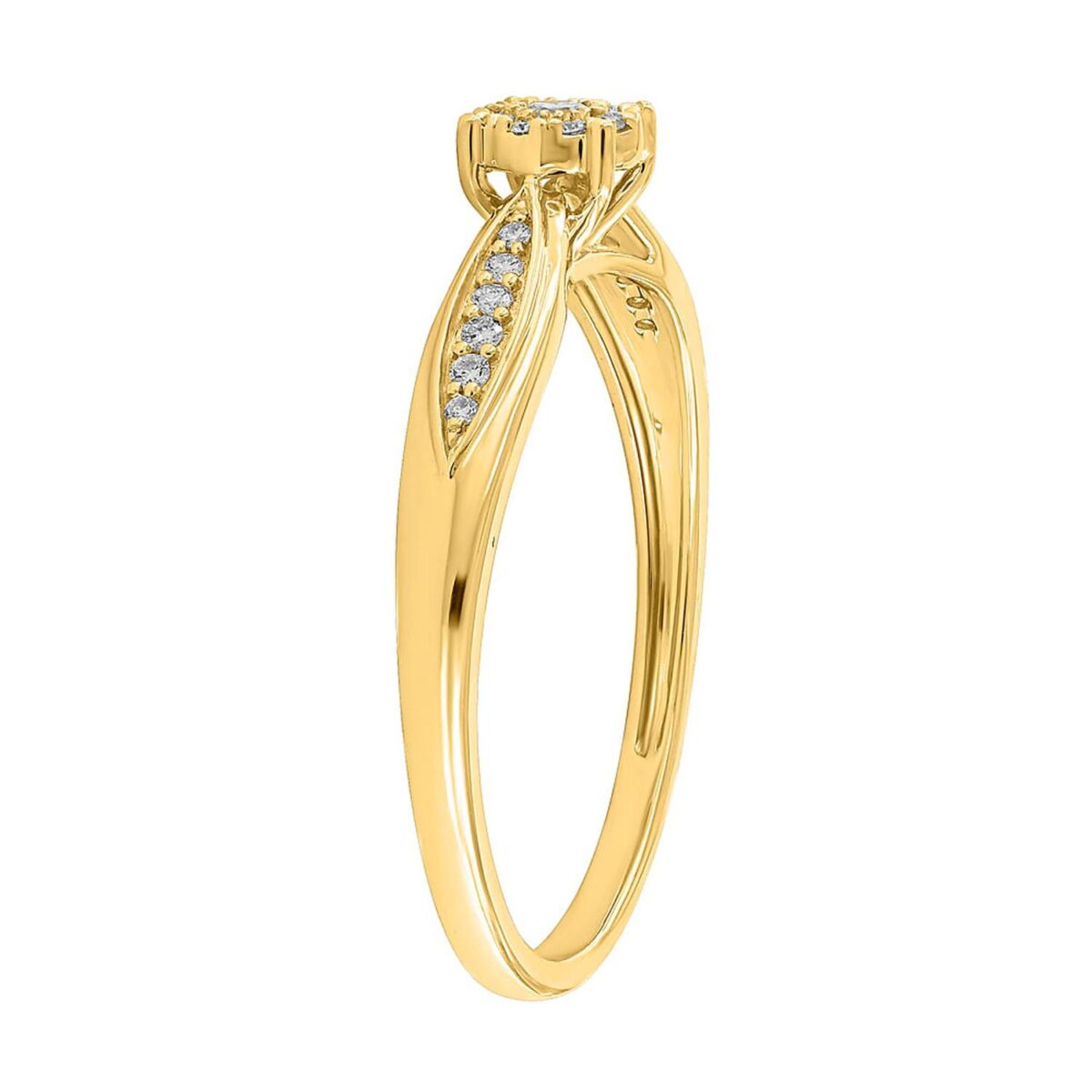 Ring gult gull rosett + dia sidene 0,15ct TWSI - Bilde 5