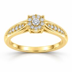 Ring gult gull rosett + dia sidene 0,15ct TWSI - Bilde 8