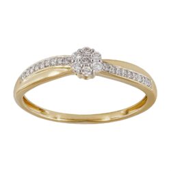 Ring gult gull rosett diamant 0,13ct TWSI