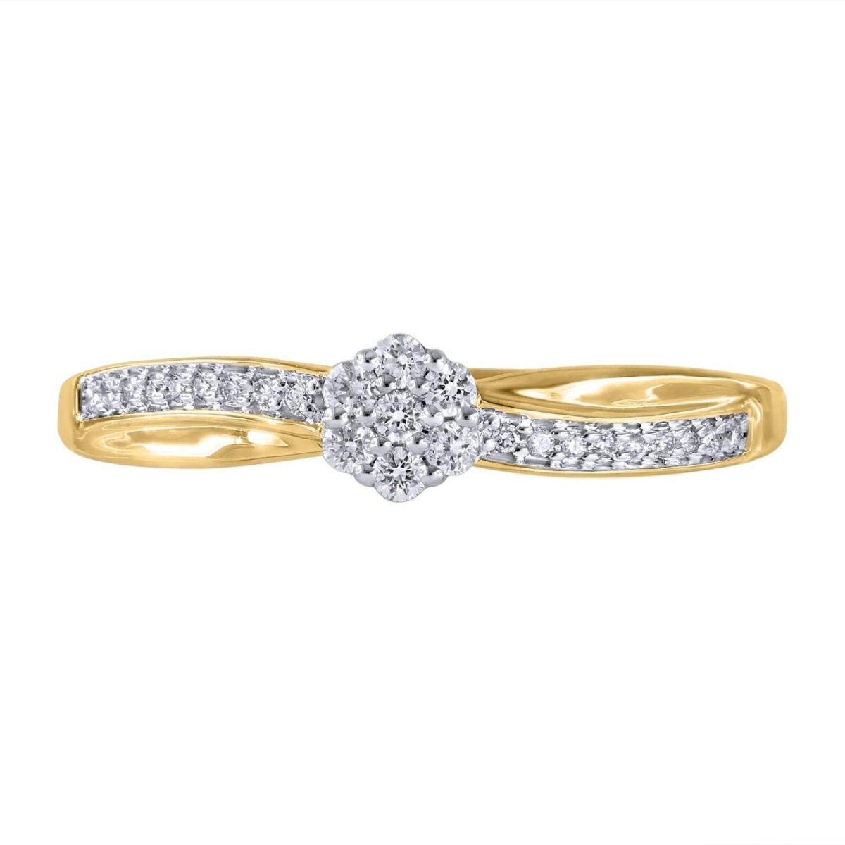 Ring gult gull rosett diamant 0,13ct TWSI - Bilde 3