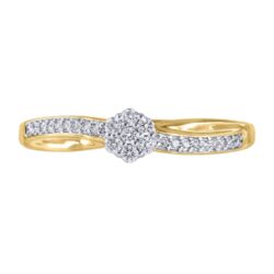 Ring gult gull rosett diamant 0,13ct TWSI - Bilde 3