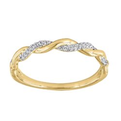 Ring gult gull tvinnet 0,09ct TWSI diamanter