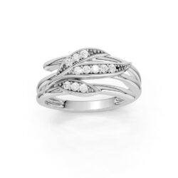 Ring hvitt gull 4 rad blad 0,15ct TWSI - Bilde 2