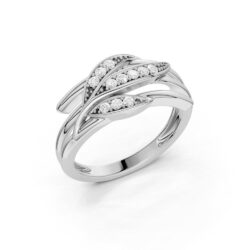 Ring hvitt gull 4 rad blad 0,15ct TWSI