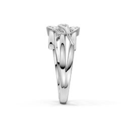 Ring hvitt gull 4 rad blad 0,15ct TWSI - Bilde 4