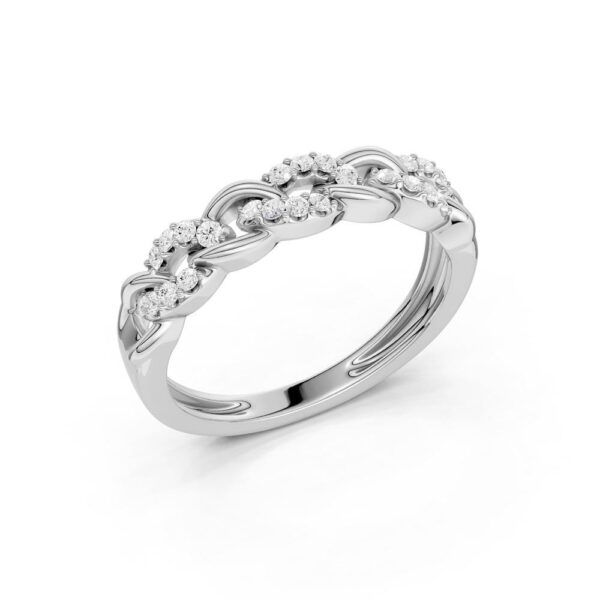 Ring hvitt gull "panser" dia 0,15ct twsi