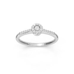 Ring hvitt gull rosett +dia på sidene 0,10ct twsi - Bilde 2