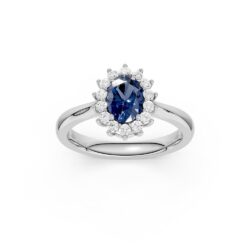Ring hvitt gull rosett safir+dia 0,20ct twsi - Bilde 2