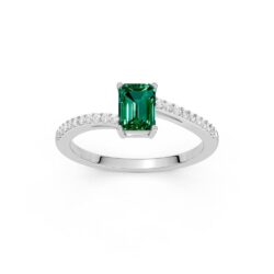 Ring hvitt gull smaragd(rektangulær) 0,08ct twsi - Bilde 2