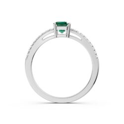 Ring hvitt gull smaragd(rektangulær) 0,08ct twsi - Bilde 3