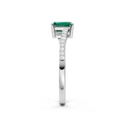 Ring hvitt gull smaragd(rektangulær) 0,08ct twsi - Bilde 4