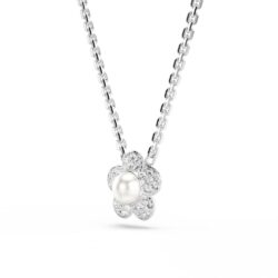 Swarovski - Ariana Grande x Swarovski pendant, Crystal Pearl, Round cut, Flower, White, Rhodium plat - Bilde 5