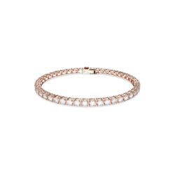 Swarovski - Str: L - Matrix Tennis bracelet, Round cut, White, Rose gold-tone plated