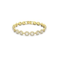 Swarovski - Una Angelic bracelet, Round cut, Pavé, Medium, White, 18K gold finish