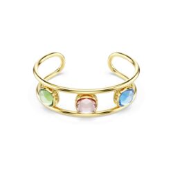 Swarovski - Chroma cuff, Cushion cut, Green, Gold-tone plated