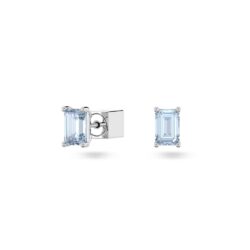 Swarovski - Chroma stud earrings, Cushion cut, Blue, Rhodium plated