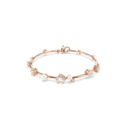 Swarovski - Constella Tennis bracelet, Crystal pearl, Round cuts, White, Rose gold-tone plated