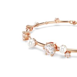 Swarovski - Constella Tennis bracelet, Crystal pearl, Round cuts, White, Rose gold-tone plated - Bilde 5