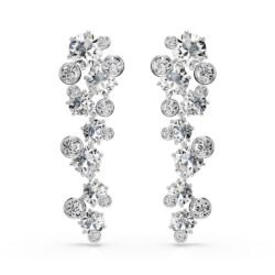 Swarovski - Constella drop earrings, Mixed cuts, White, Rhodium plated