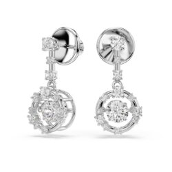 Swarovski - Constella drop earrings, Round cut, Dancing stone, White, Rhodium plated - Bilde 2