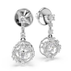 Swarovski - Constella drop earrings, Round cut, Dancing stone, White, Rhodium plated - Bilde 4