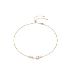 Swarovski - Constella necklace, Crystal pearl, Round cuts, White, Rose gold-tone plated