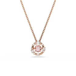 Swarovski - Constella pendant, Round cut, Dancing stone, Pink, Rose gold-tone plated