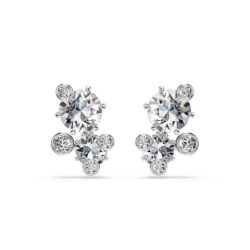 Swarovski - Constella stud earrings, Round cut, White, Rhodium plated