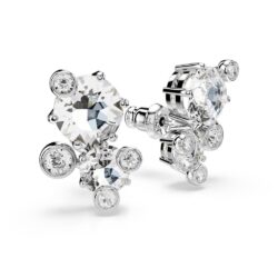Swarovski - Constella stud earrings, Round cut, White, Rhodium plated - Bilde 4