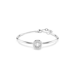 Swarovski - Dextera bangle, Round cut, White, Rhodium plated
