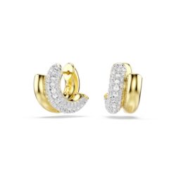 Swarovski - Dextera hoop earrings, Round cut, Mini, White, Gold-tone plated