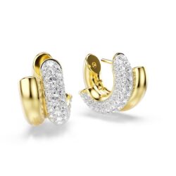 Swarovski - Dextera hoop earrings, Round cut, Mini, White, Gold-tone plated - Bilde 2