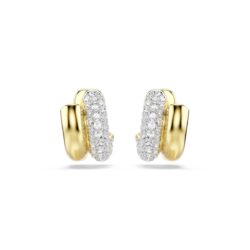 Swarovski - Dextera hoop earrings, Round cut, Mini, White, Gold-tone plated - Bilde 3