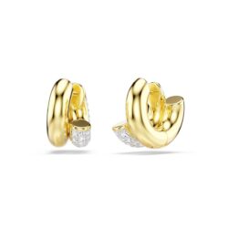 Swarovski - Dextera hoop earrings, Round cut, Mini, White, Gold-tone plated - Bilde 4