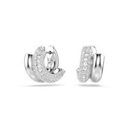 Swarovski - Dextera hoop earrings, Round cut, Mini, White, Rhodium plated
