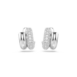 Swarovski - Dextera hoop earrings, Round cut, Mini, White, Rhodium plated - Bilde 2