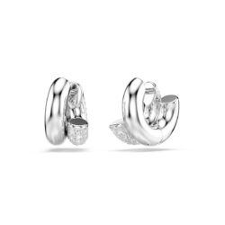 Swarovski - Dextera hoop earrings, Round cut, Mini, White, Rhodium plated - Bilde 3
