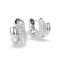 Swarovski - Dextera hoop earrings, Round cut, Mini, White, Rhodium plated - Bilde 4