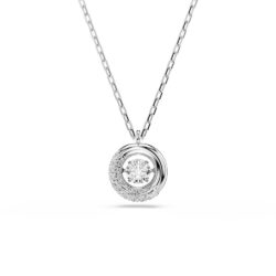 Swarovski - Dextera pendant, Round cut, White, Rhodium plated